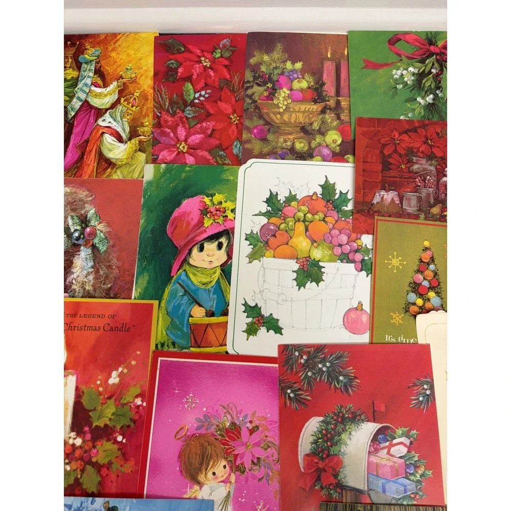 Vintage MCM Christmas Cards Fronts ONLY Mid Century Scrapbooking Crafts 50+